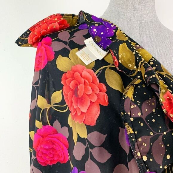 Vintage Shirt Celestial Floral Metallic Dot Corded Button Down Women's 8 - Picture 9 of 12